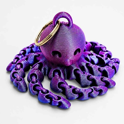 Přívěsek na klíče Svíčkománie3D 3D Flexi chobotnice Fialovo modrá lesklá