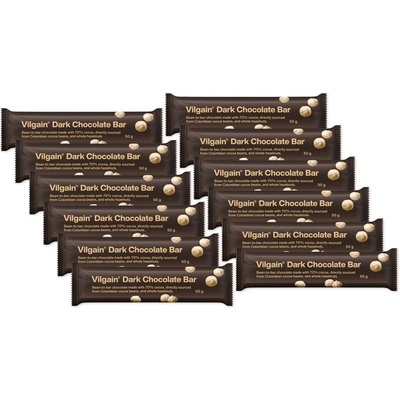 Vilgain Čokoládová tyčinka Hořká čokoláda s lískovými oříšky 12 x 45 g