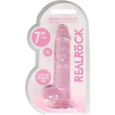 RealRock - прозрачно реалистично дилдо - розово (17см)