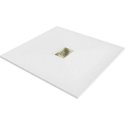 Mexen Hugo квадратен душ поддушник SMC 100 x 100 см, бял, златна маска - 42101010-G (42101010-G)