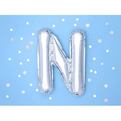 Party Deco FB2M N 018 Fóliový balón strieborný písmeno 35 cm N