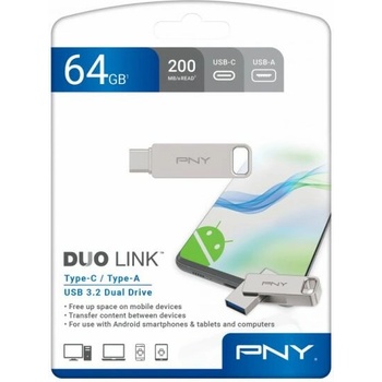 Image 1 of PNY Duo-Link 64GB USB 3.2 P-FDI64GDULINKTYC-GE