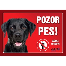 Juko Plastová tabuľa Pozor Pes Labrador čierny 21 x 14,7 cm