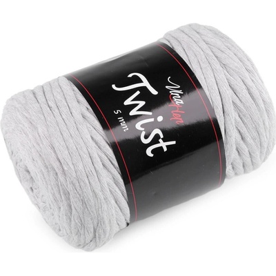 Bavlněná pletací příze Twist macrame 500 g rozčesávací, střední, 9 (8231) šedá světlá