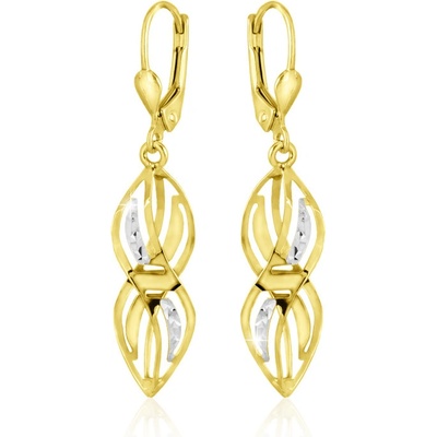 Gemmax Originální zlaté visací náušnice Spirály s řeckým vzorem GLECN-34121