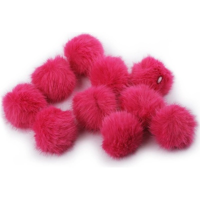 Kožešinová bambule s poutkem Ø4,5 cm - pink (10 ks)