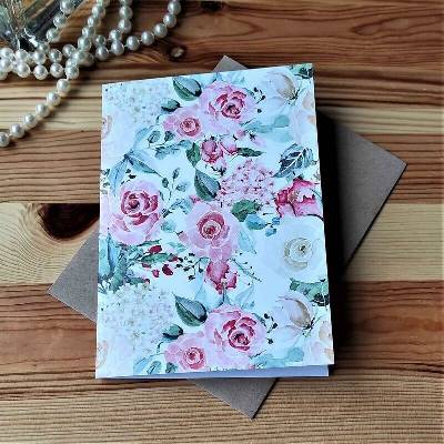 Simply Paper Přání s obálkou 120x170 mm - Shabby romantic - růže na bílé