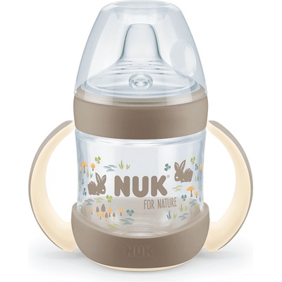 Nuk Шише за сок със силиконов накрайник NUK for Nature - Temperature Control, 150 ml, 6+ месеца, Крем (10215368)