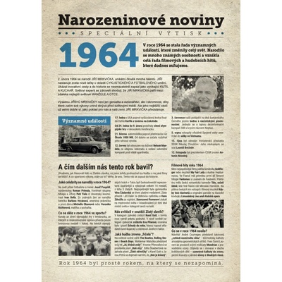 Narozeninové noviny 1964 s vlastním textem a fotografií S fotografií a textem