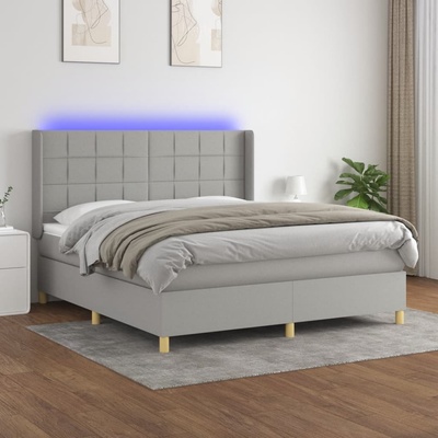 Petrashop 3138885 boxspring postel s matrací a LED světle šedá textil