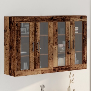 vidaXL Стенни шкафове 2 бр. Старо дърво 69, 5 x 34 x 90 см (3394566)