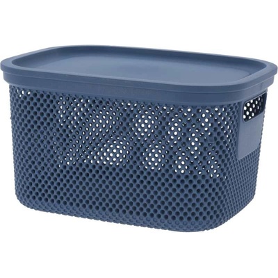 Excellent Houseware Úložný plastový koš s víkem 6 l modrá KO-027000190