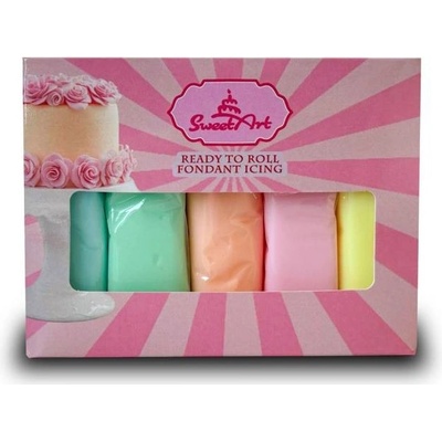 SweetArt potahovací a modelovací hmoty vanilkové Pastel mix 5 x 100 g