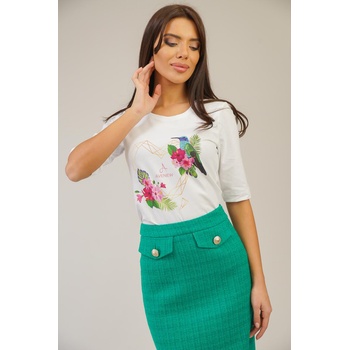 Image 1 of Radek's Collection Дамска елегантна блуза с принт колибри 82122-130