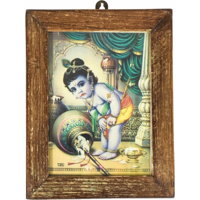 Sanu Babu Krišna, obrázek v rámečku z teakového dřeva, 15x1x20cm (1L)