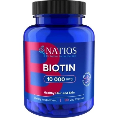 NATIOS Biotin 10 000 mcg Extra Strength 90 veganských kapslí