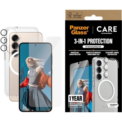 CARE by PanzerGlass® Комплект CARE by PanzerGlass Bundle за Samsung Galaxy S25 3in1 Case, Hoops, UWF