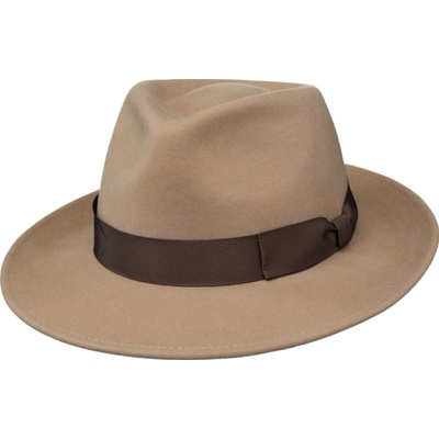 Fiebig plstěný klobouk fedora zimní limitovaná kolekce béžový