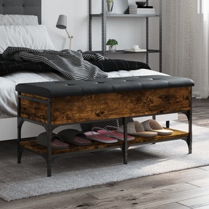 vidaXL Пейка за обувки, опушен дъб, 102x42x45 см, инженерно дърво (835199)