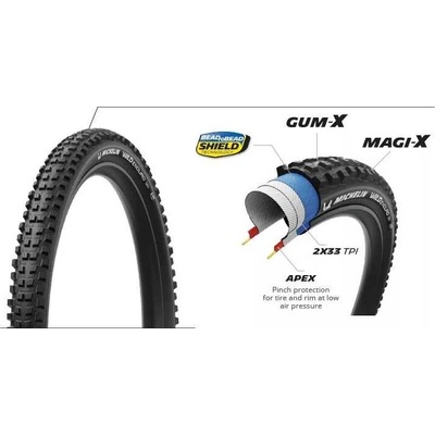 MICHELIN WILD ENDURO MH 27.5x2.50 PERFORMANCE LINE KEVLAR GUM-X/MAGI-X TS TLR (822348) Množ. Uni