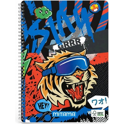 MITAMA Spirálový sešit Fantasy colours A4 linkovaný tygr