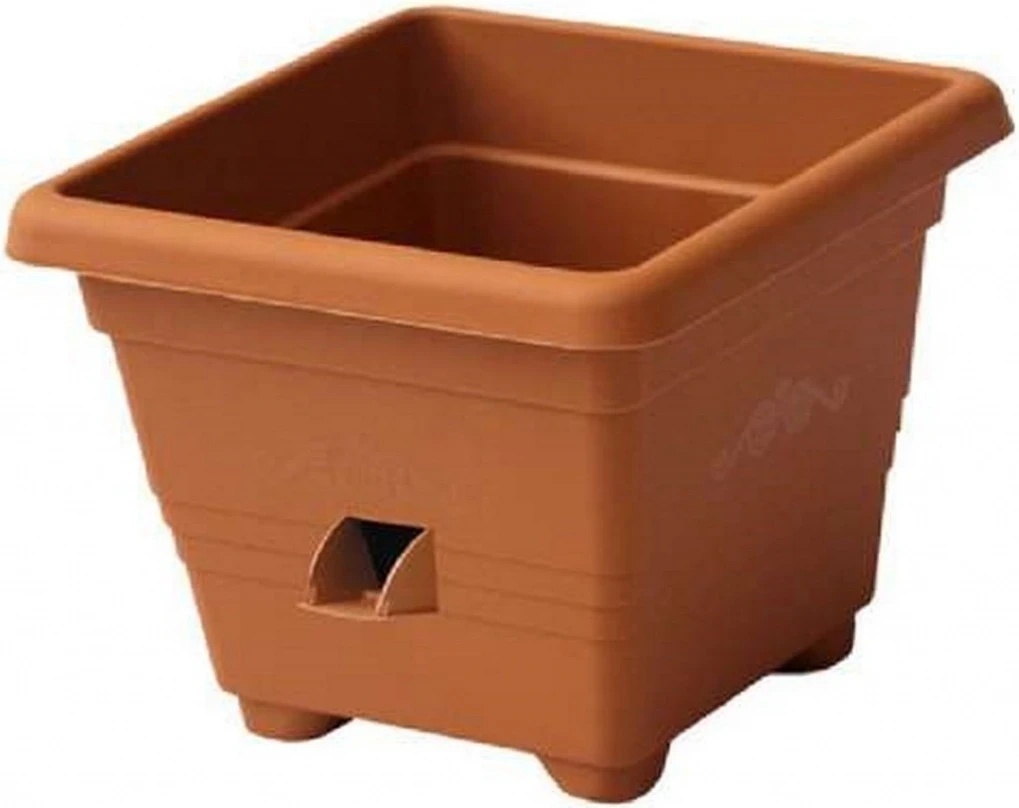 Plastia Pflanztopf Bergamot – 25x25 Cm, Mit Dochtbewässerung, Farbe Schokolade, Für Drinnen & Draußen