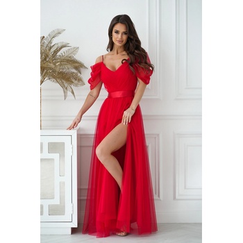 Bicotone dámske spoločenské šaty Marchel 054 červená