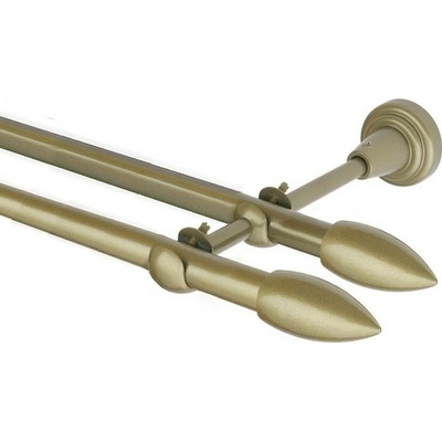 OK-GarnýžeCZ Garnýž kovová dvouřadá 16mm Špice double zlatá antik 460 cm do stěny / na tunýlek - bez kroužků