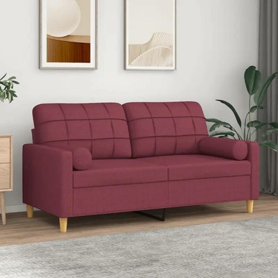vidaXL 2místná pohovka s polštáři vínová 140 cm textil 11461.3200788
