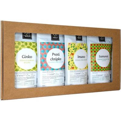 Pureway Darčekový set sypané čaje HERBAL Ginko Proti Chrípke Imuno Samurai 180 g