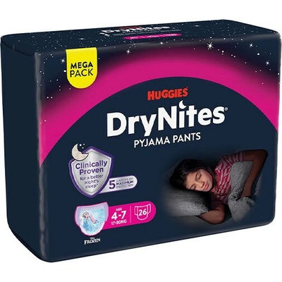 Huggies Dry Nites Medium pre dievčatá 4-7 17-30 kg 26 ks