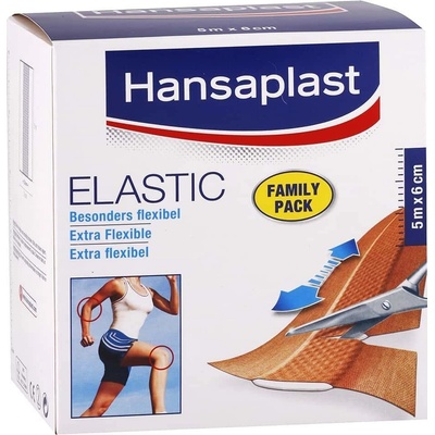Hansaplast Elastic Rodinné balenie elastické náplaste pre pohyblivé časti tela 5 m x 6 cm