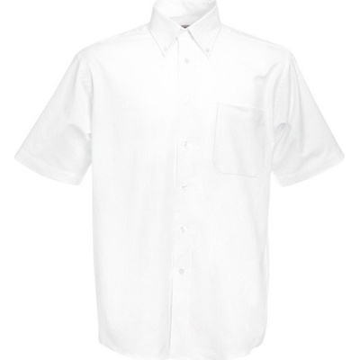 Fruit of the Loom pánská košile Oxford krátký rukáv bavlna polyester F601 bílá