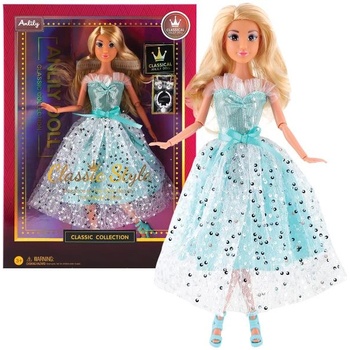 Модна кукла в официална рокля - дълга светлосиня