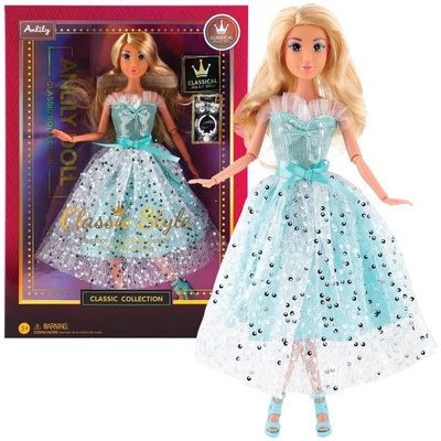 Модна кукла в официална рокля - дълга светлосиня