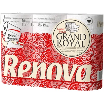 Renova Grand Royal 4 пластова тоалетна хартия 6 ролки бяла