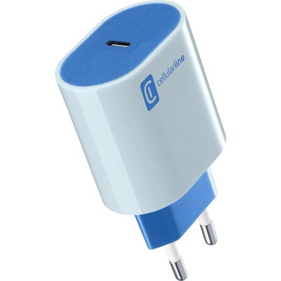 Cellularline Зарядно Style Color 220V PD USB-C 20W, Синьо