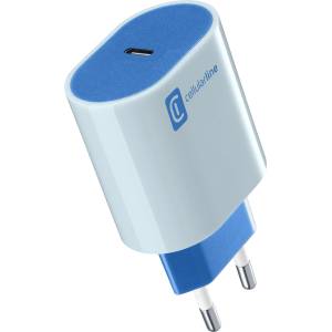 Cellularline Зарядно Style Color 220V PD USB-C 20W, Синьо