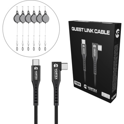 Комплект от 10 м кабел USB-C + куки за окачване | Meta Quest 3 & 3S & 2 (VVR.K10M.HA.USB.C.OQ2.2022)