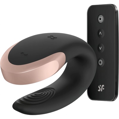 Satisfyer Double Love - вибратор за двойки с приложение и дистанционно управление (черен)