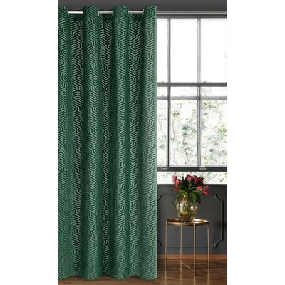 Pierre Cardin ZÁVĚS NA KROUŽCÍCH PIERRE CARDIN INGA 140X250 CM TMAVĚZELENÁ