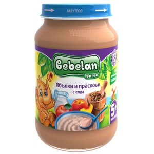 Bebelan Млечна каша Bebelan Puree - Ябълки и праскови с елда, 190 g (5817) - baby