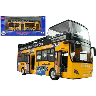 LEAN TOYS Poschodový autobus zvuky otváracie dvere žltý 1:32