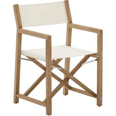 Kave Home Vilara s bílým sedákem zahradní skládací židle Dřevěná