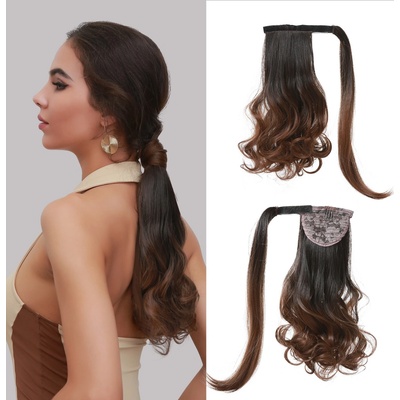 Hodvábny clip in Wrap Around Ponytail - čokoládová