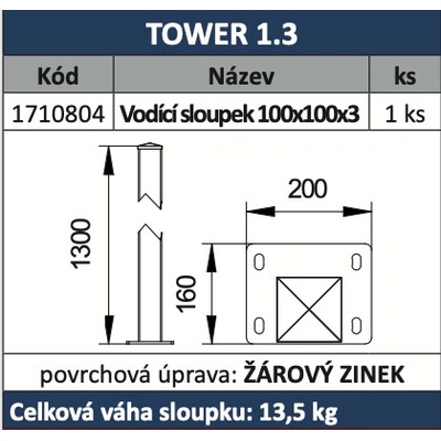 CAIS TOWER 1.3 vodící sloupek k samonosné bráně 1300mm