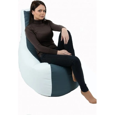 Pufrelax Пуф стол, 230л. , Sunlounger Evo - Grey & White, PU кожа, Пълнеж от полистиролни перли