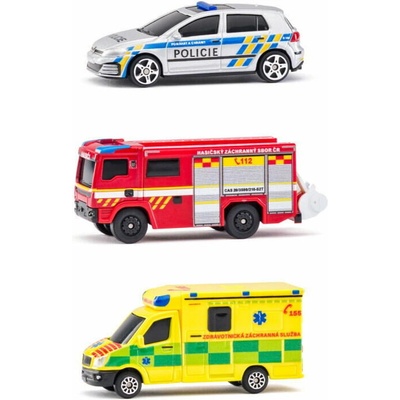 Maisto - CZ - Sada Záchranných vozidiel Česká republika - Polícia Sanitka Hasičské auto 1:64