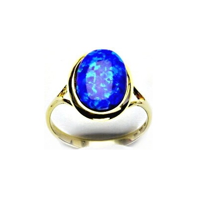 Čištín zlatý syntetický tmavě modrý opál žluté zlato T 1454