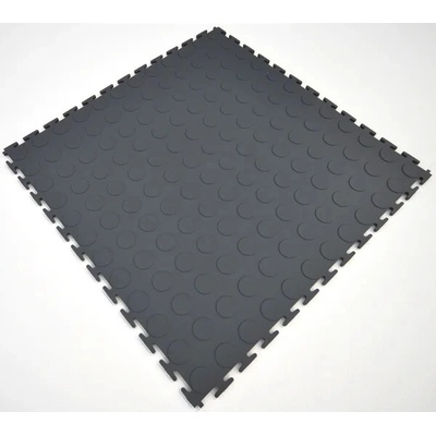 Podlahová dlaždice Ecotile PVC – profilovaná kolečka tmavě šedá 500×500×7 mm